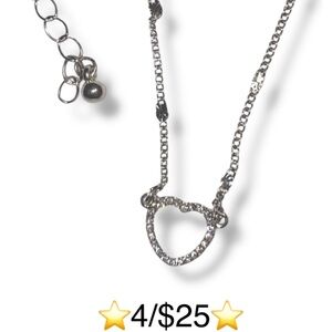 Silver Tone Rhinestone & Alloy Delicate Heart Necklace